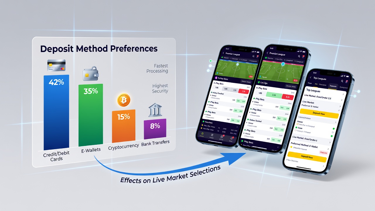 Football bettors reviewing deposit options on mobile apps during live matches