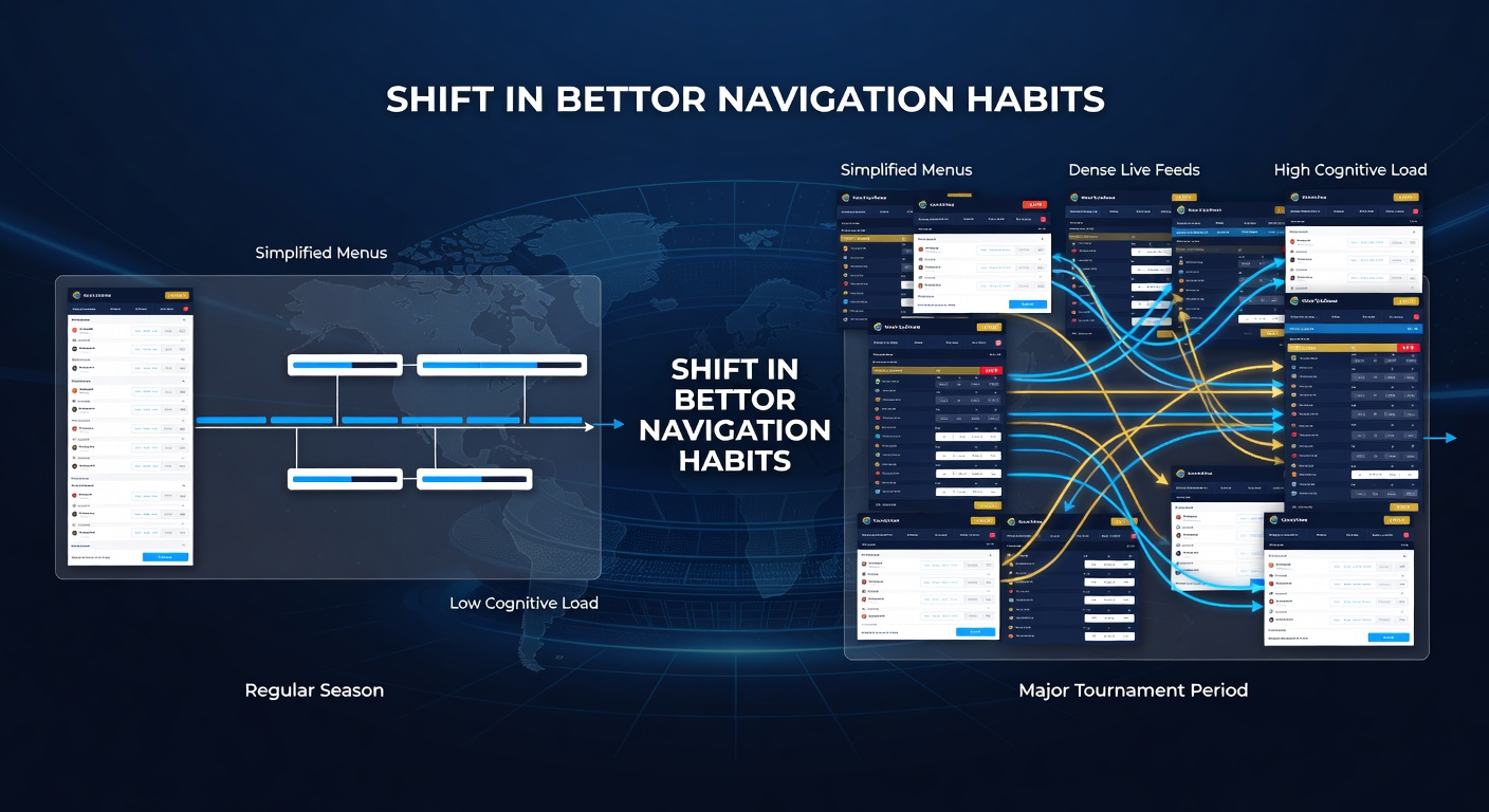 Analytics dashboard illustrating shifts in bettor navigation paths on mobile sportsbooks during tournaments
