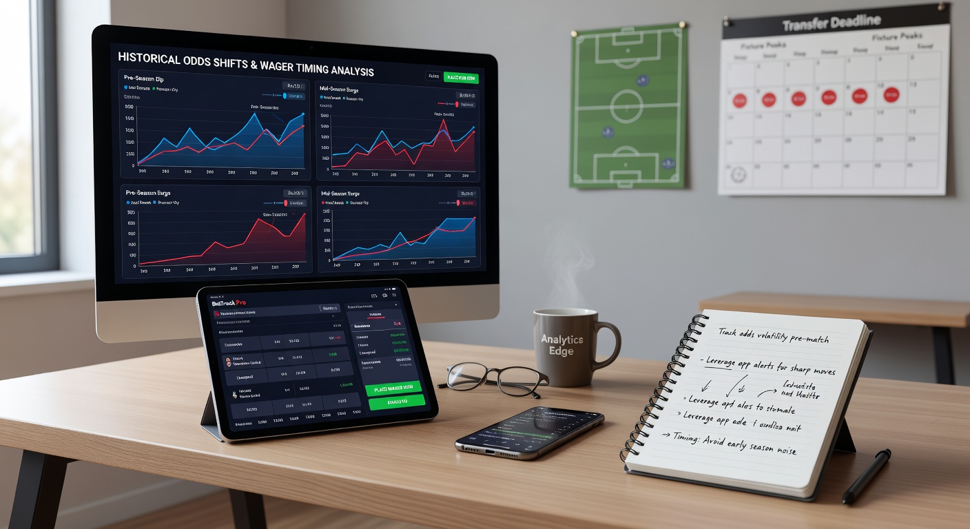 Mobile app screen displaying odds shift trends and historical comparisons during an active football league season