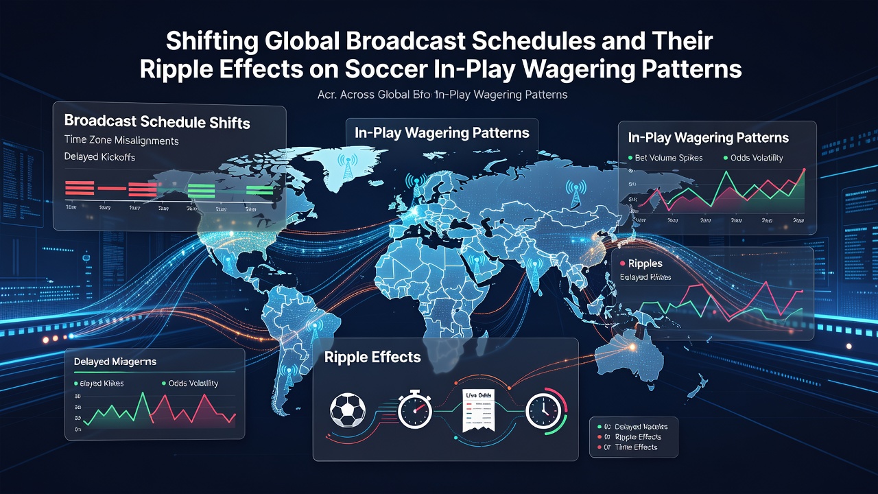 Mobile app interfaces displaying real-time soccer schedule updates for live in-play betting adjustments