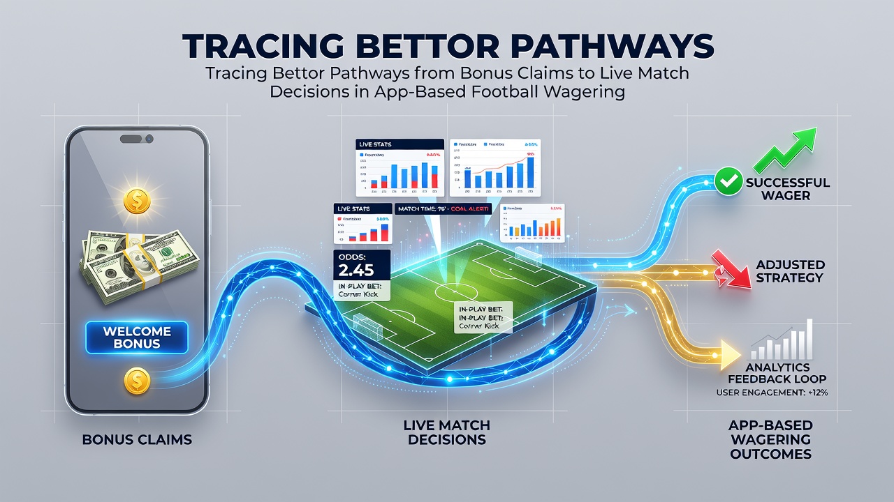 Mobile app interface showing football betting bonus claim screen transitioning to live match odds